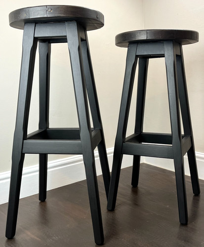Vintage black wooden - bar, stool